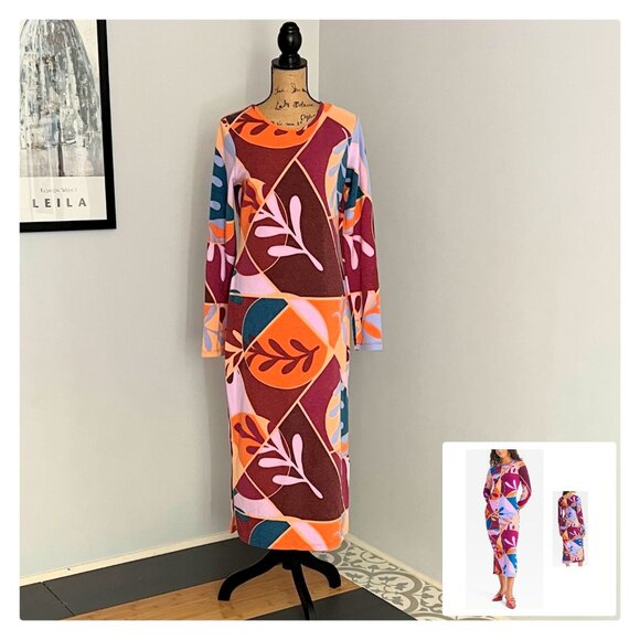 Latino Heritage Month Long Sleeve Midi Bodycon Sweater Dress L - Picture 1 of 12